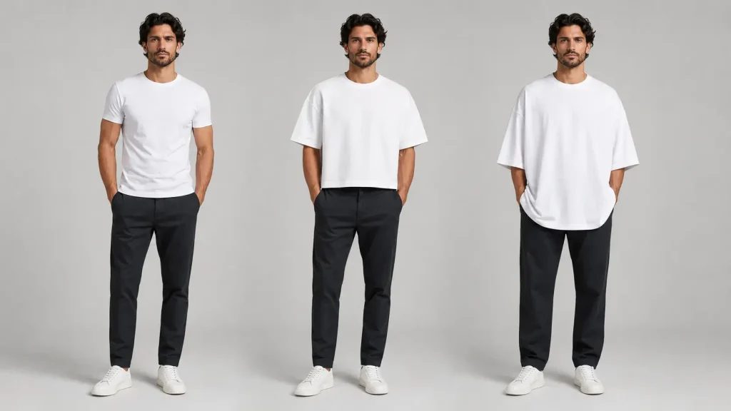 Diferencia entre regular boxy y oversize fit hombre