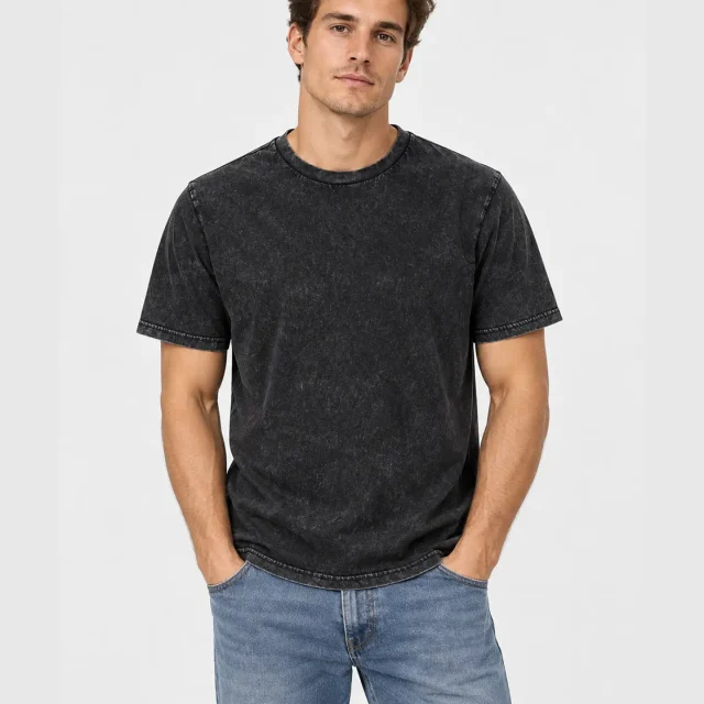 Polera Acid Wash Hëo Negro