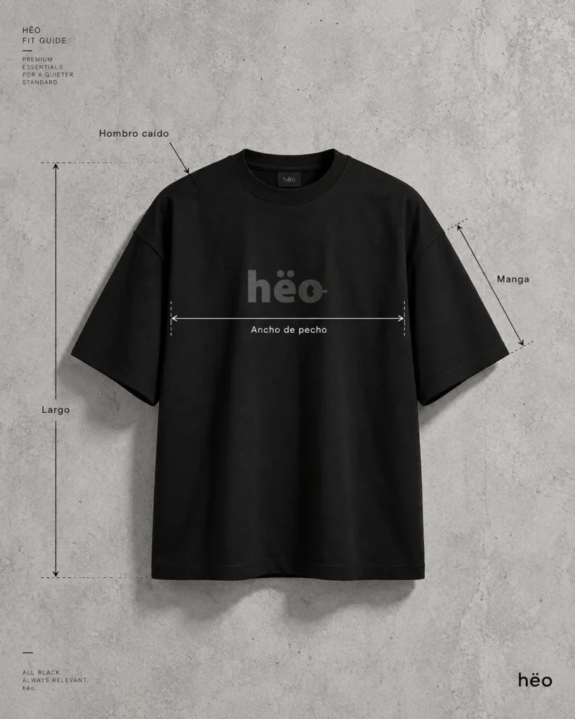 Hombros pecho mangas y largo que definen un corte oversize