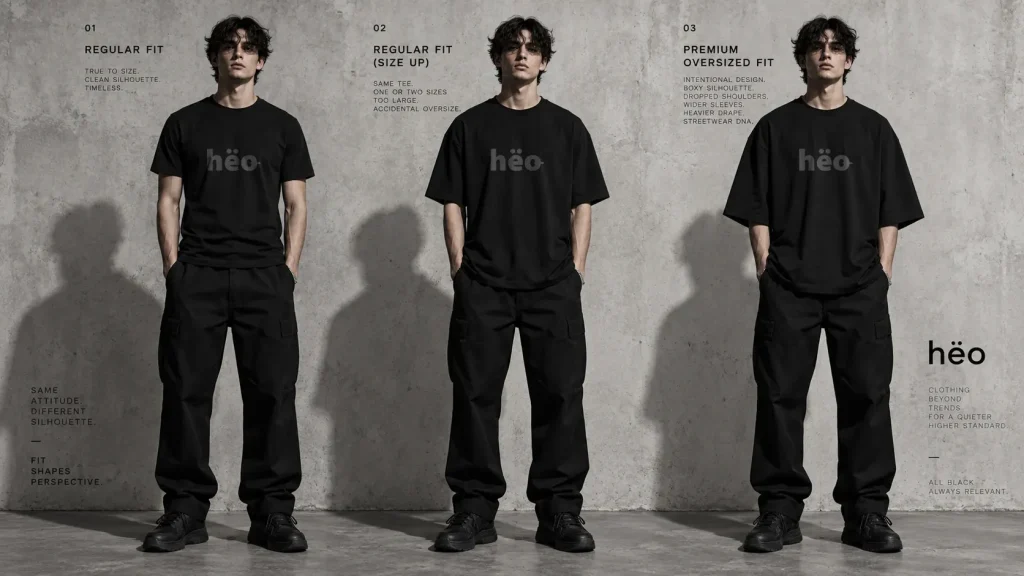 Diferencia entre una polera regular de talla grande y una polera con fit oversize