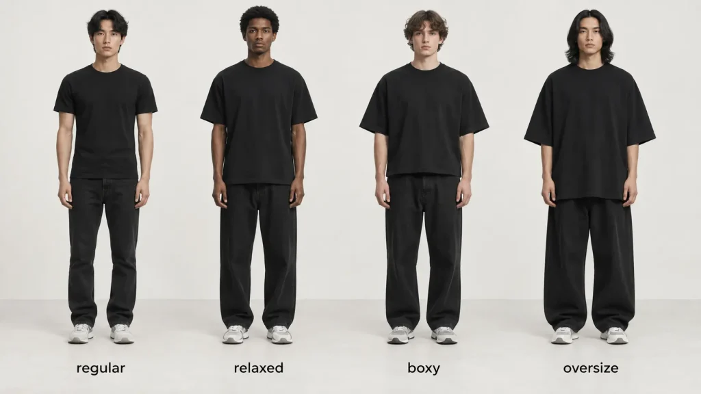 Diferencia entre regular fit boxy fit y polera oversize