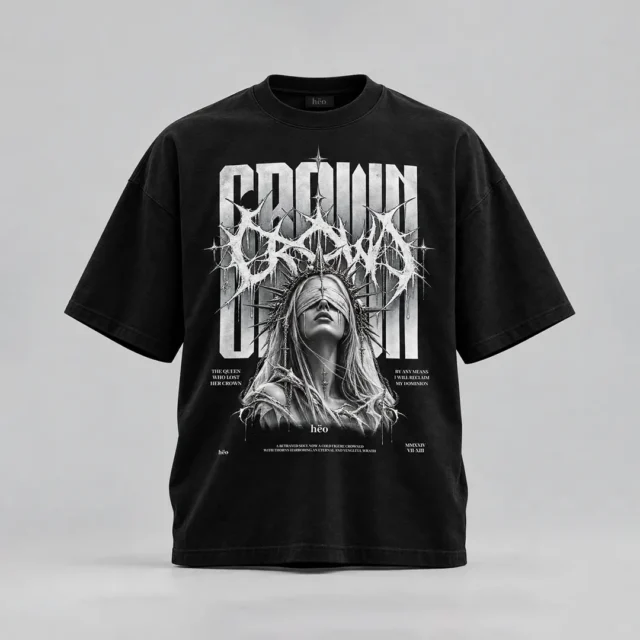 Polera Oversize Negra Hëo Broken Crown